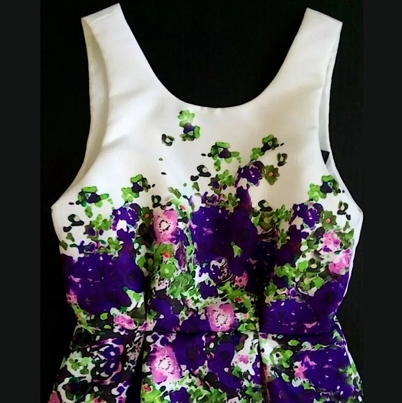 ANTHROPOLOGIE #133 Floral Print Fit & Flare Neoprene Dress XS 0 2 - Picture 3 of 6